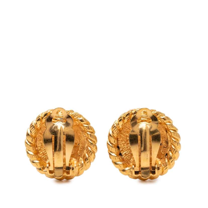 Chanel Gold Plated CC Round Clip On  Earrings Gold Metal Good condition - Back View