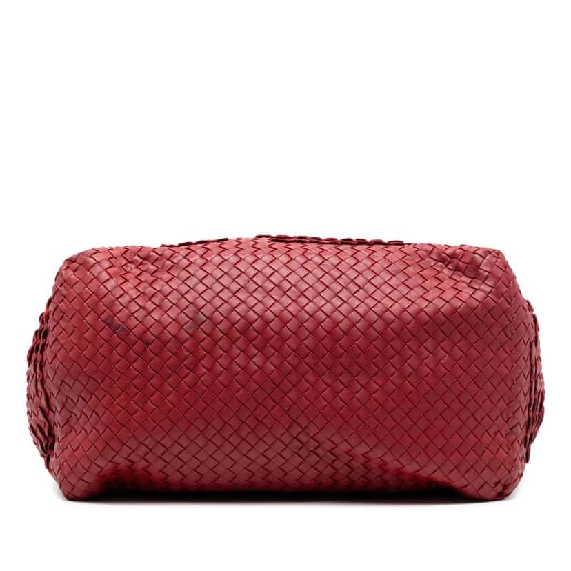Bottega Veneta Nappa Intrecciato Ruffle Tote Red Leather Good condition - Inside View
