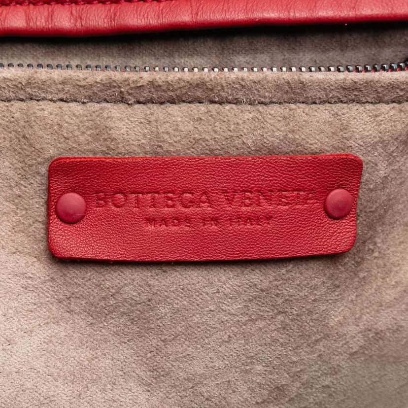 Bottega Veneta Nappa Intrecciato Ruffle Tote Red Leather Good condition - Box View