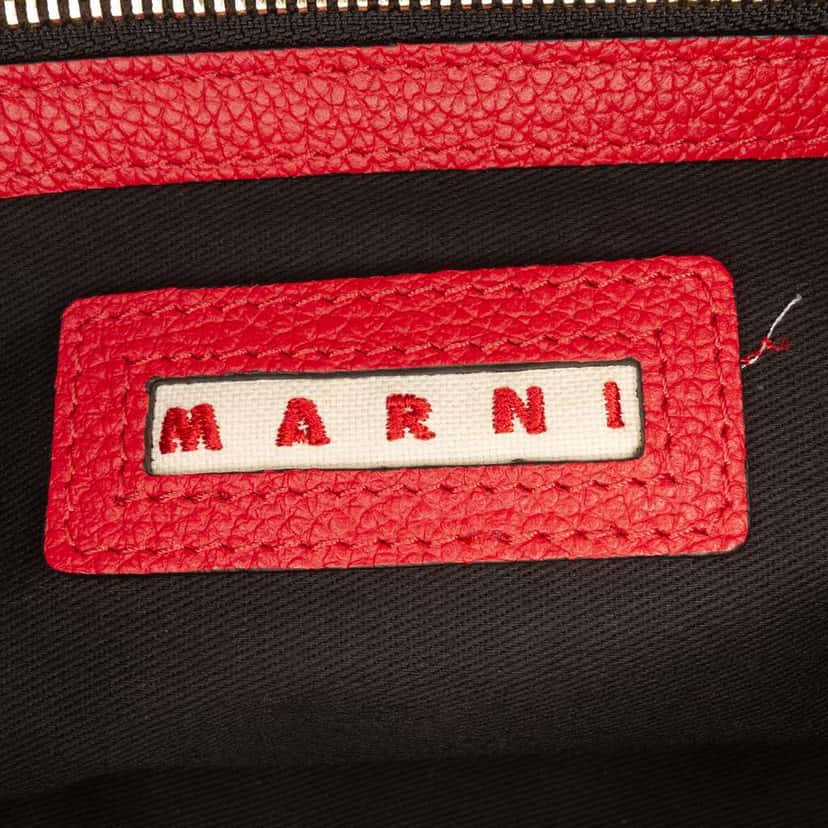 Marni Leather Top Handle Zip Satchel Red Leather Very good condition - Box View