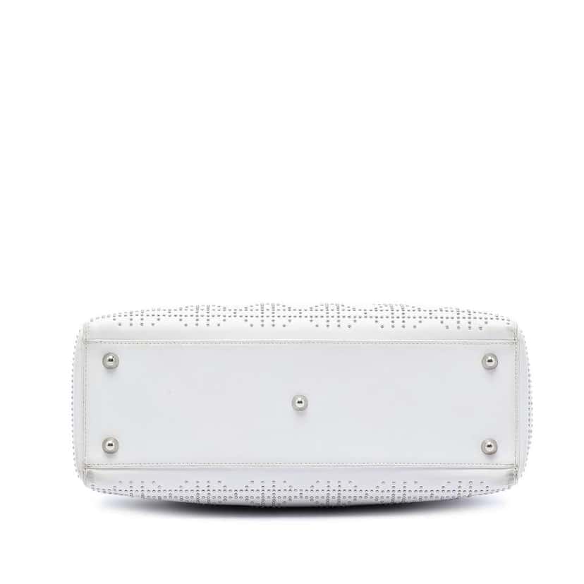 Dior Large Calfskin Cannage Studded Lady Dior White Leather Very good condition - Inside View
