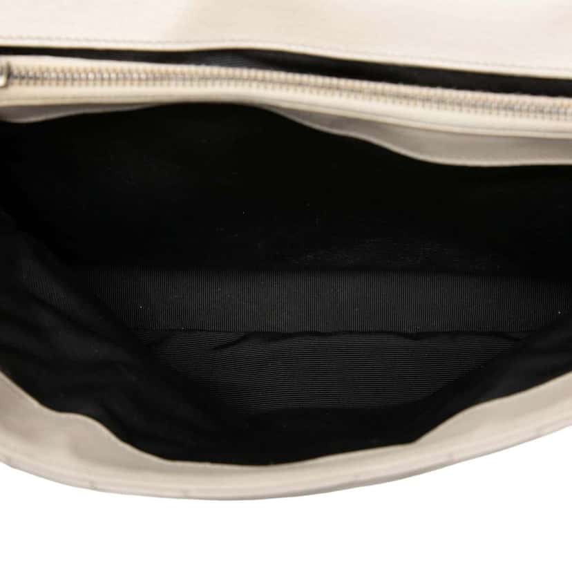 Saint Laurent Large Chevron Sheepskin Monogram College Satchel Grey Leather Very good condition - Model View