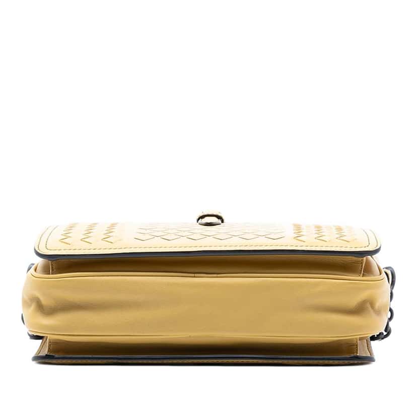 Bottega Veneta Nappa Intrecciato Belt Flap Camera Bag Yellow Leather Very good condition - Inside View