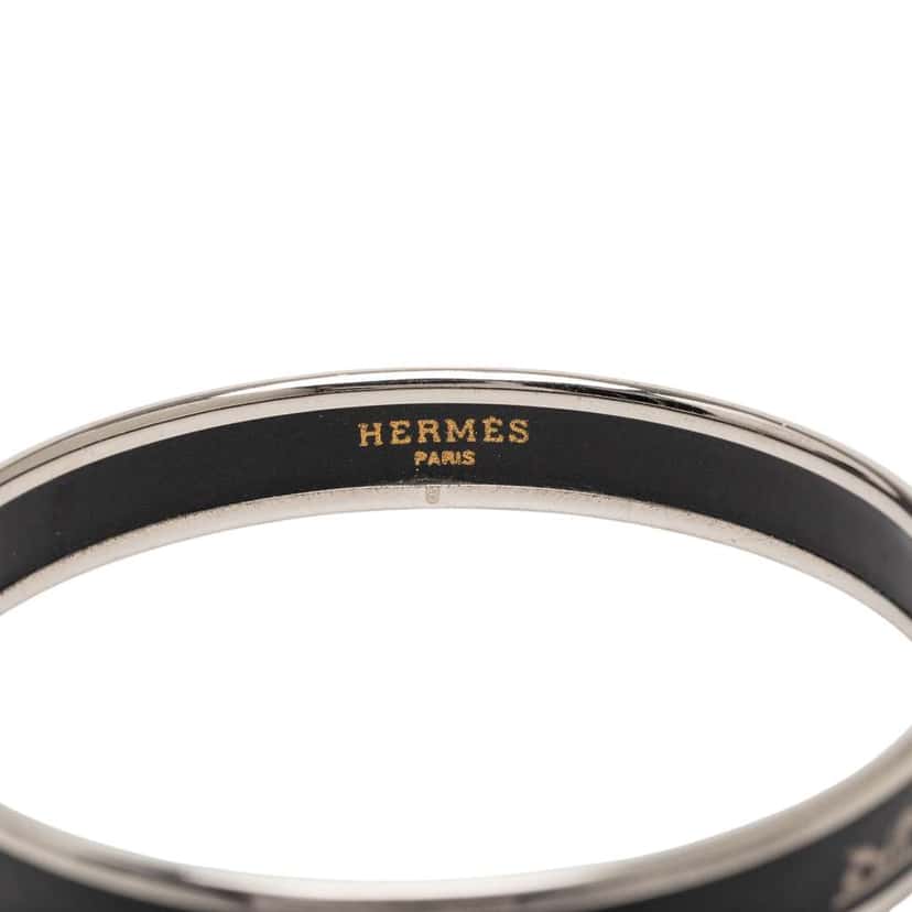 Hermès Narrow Enamel Calech Bangle Bracelet 65 Black Good condition - Box View