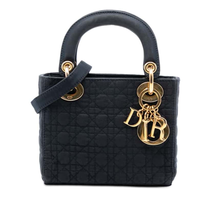 Dior Mini Nylon Cannage Lady Dior Black Very good condition - Front View