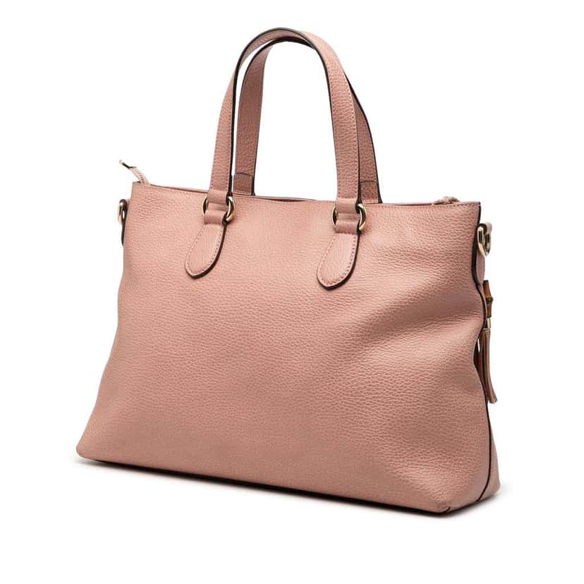 Gucci Leather Bamboo Tassel Satchel Pink Leather Very good condition - Back View