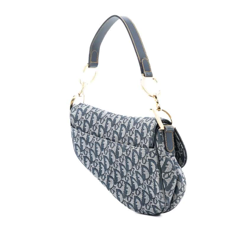 Dior Oblique Canvas Saddle Bag Blue Canvas Very good condition - Back View