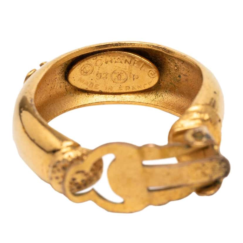 Chanel CC Gold Plated Hoop Clip on Earrings Gold Metal Good condition - Inside View