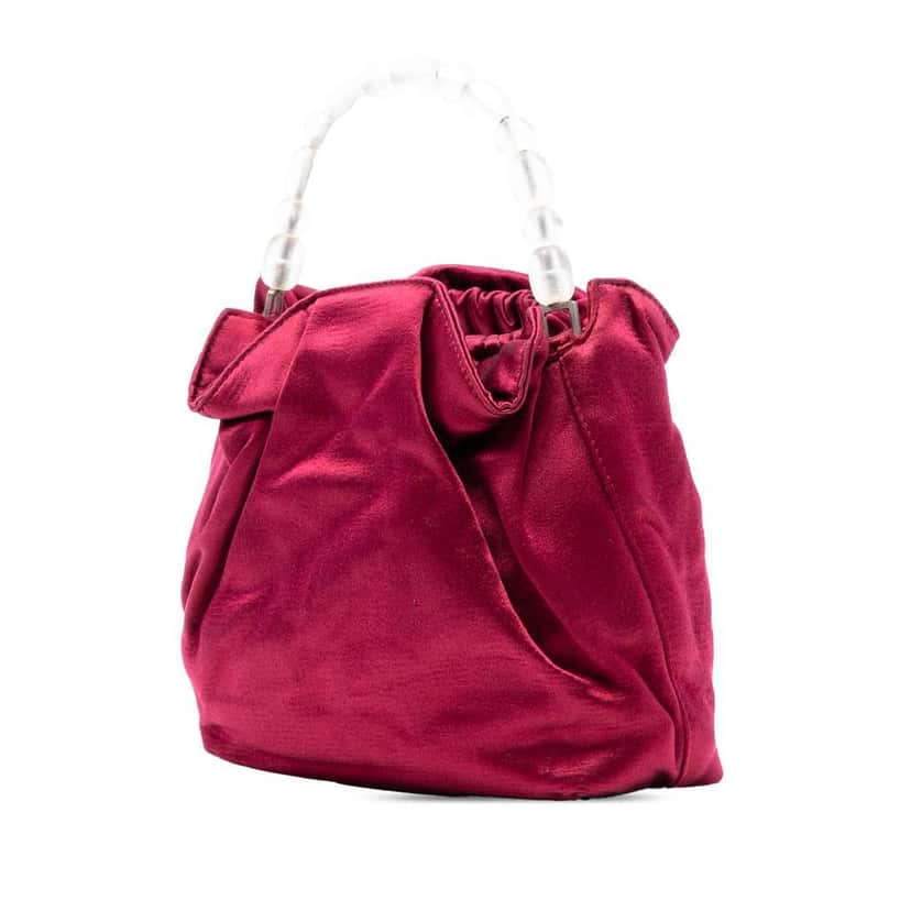 Dior Mini Satin Malice Pearl Handbag Red Satin Very good condition - Back View