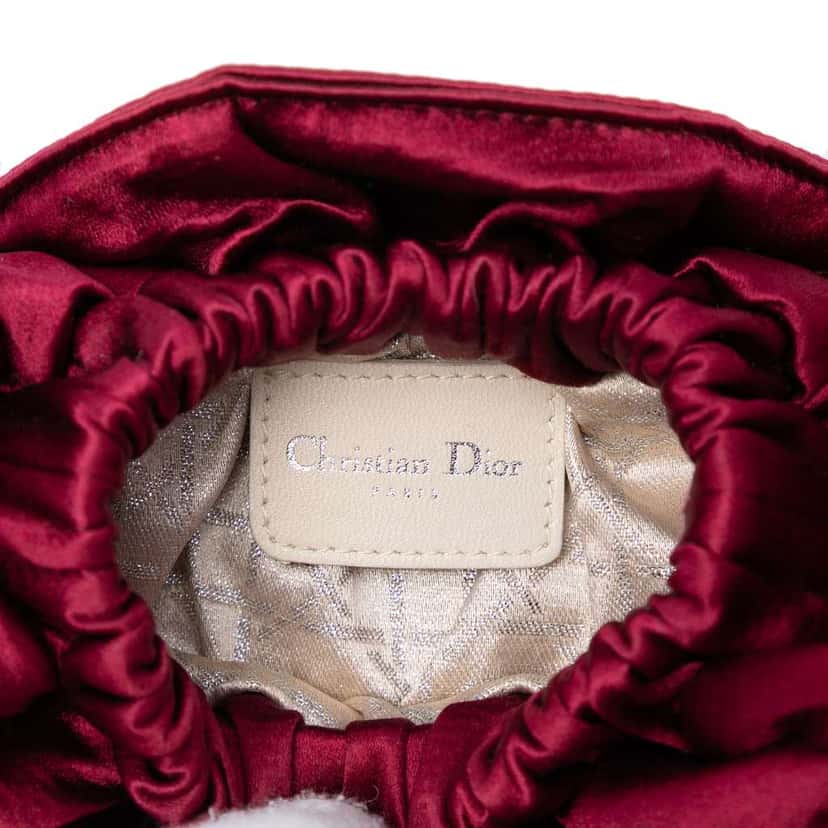 Dior Mini Satin Malice Pearl Handbag Red Satin Very good condition - Box View