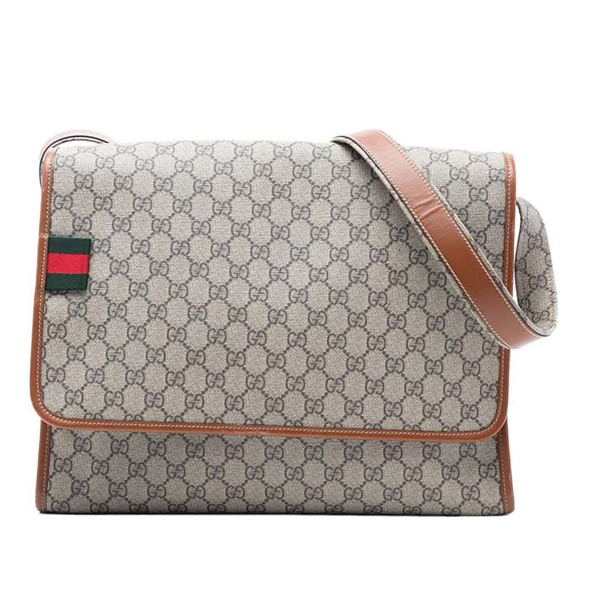 Gucci GG Supreme Web Messenger Bag Brown Canvas Very good condition - Front View