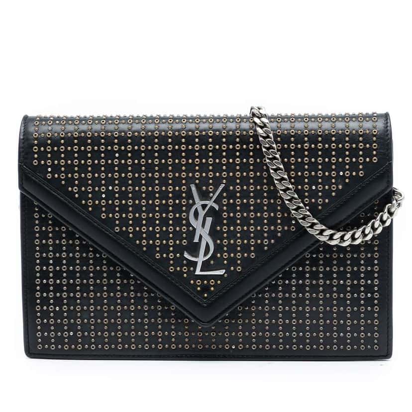 Saint Laurent Studded Leather Monogram Le Sept Chain Bag Black Leather Very good condition - Front View