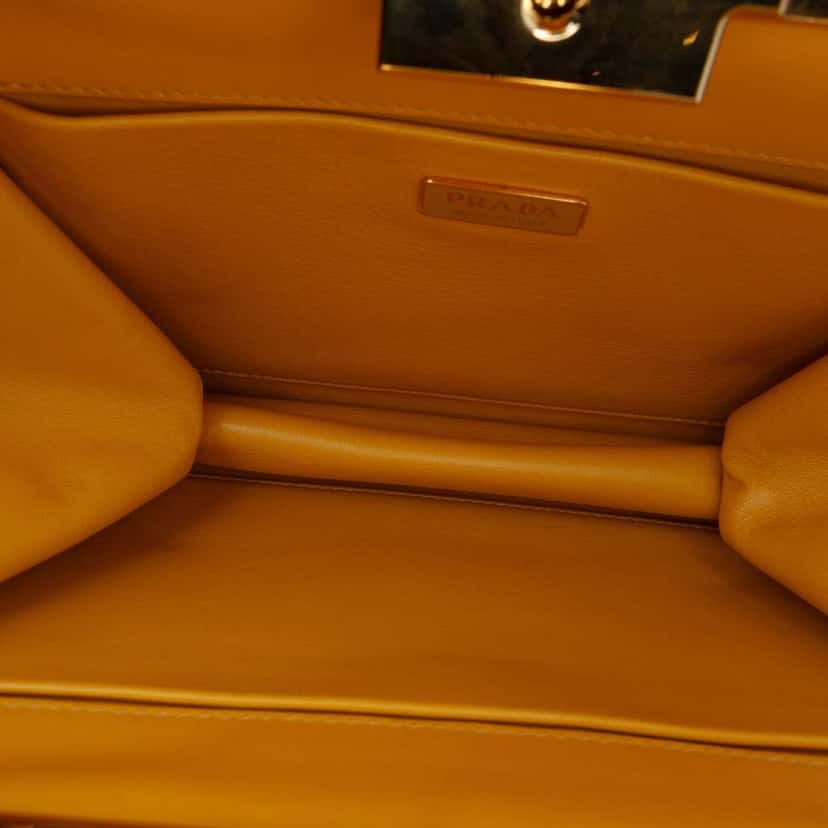 Prada Saffiano City Light Frame Crossbody Yellow Leather Very good condition - Model View