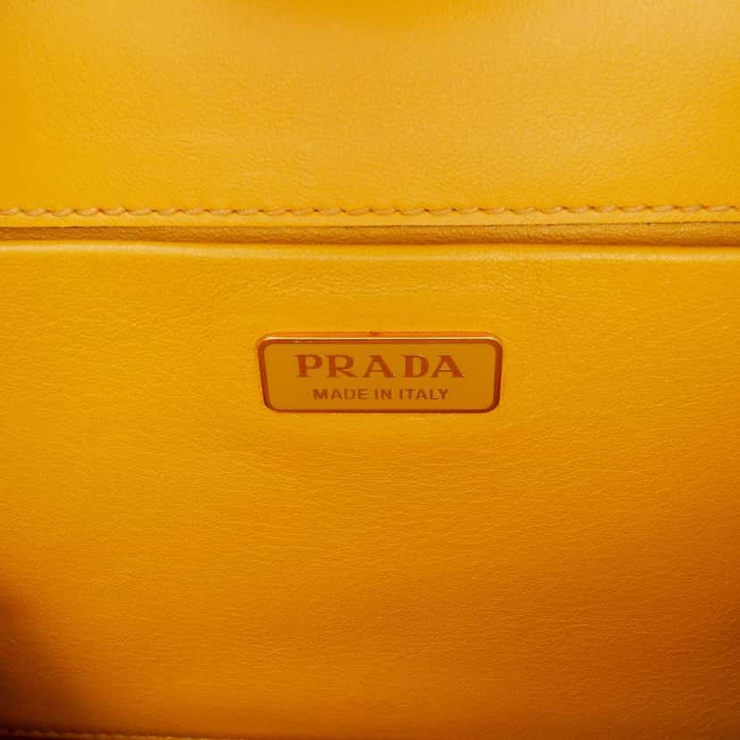 Prada Saffiano City Light Frame Crossbody Yellow Leather Very good condition - Box View