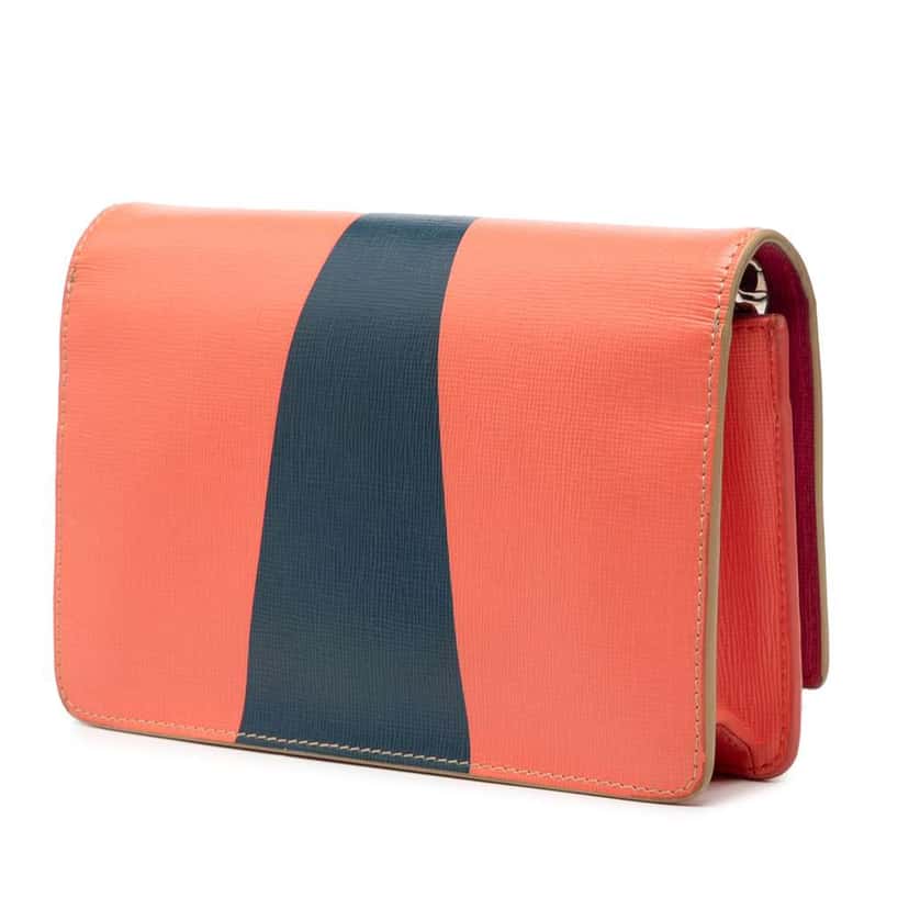 Fendi Vitello Elite Crystal Eye Monster Continental Wallet on Chain Orange Leather Very good condition - Back View