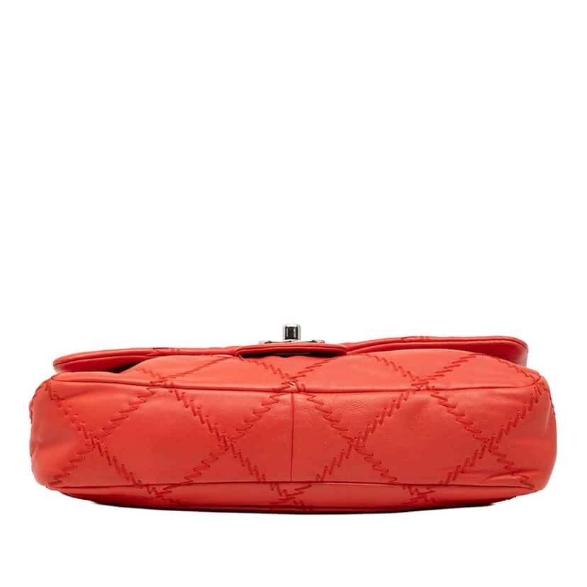 Chanel Quilted Lambskin Ultimate Stitch Flap Orange Leather Very good condition - Inside View
