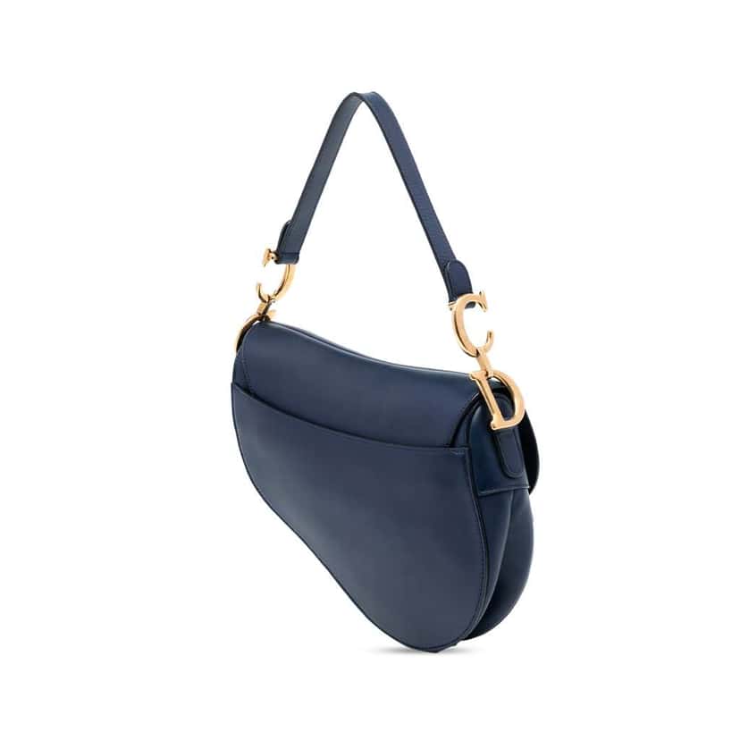 Dior Leather Saddle Bag Blue Leather Very good condition - Back View