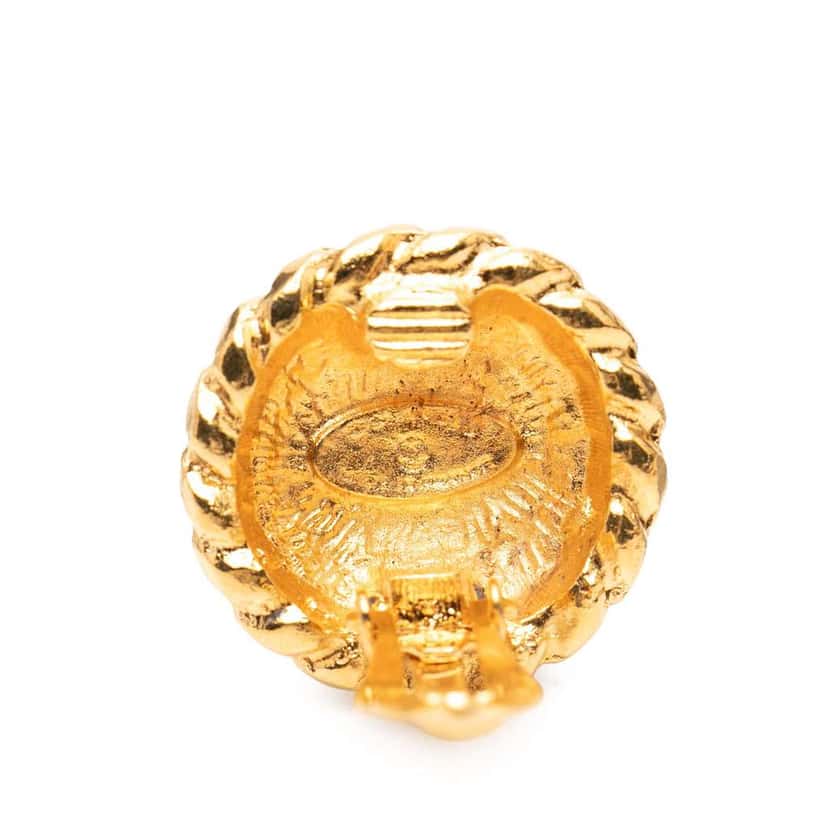 Chanel Gold Plated CC Round Clip On Earrings Gold Metal Very good condition - Inside View