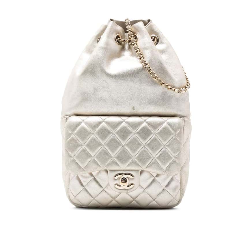 Chanel Small Metallic Lambskin In Seoul Backpack Gold Leather Very good condition - Front View