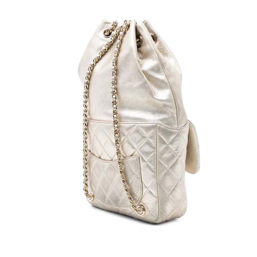 Chanel Small Metallic Lambskin In Seoul Backpack Gold Leather Very good condition - Back View