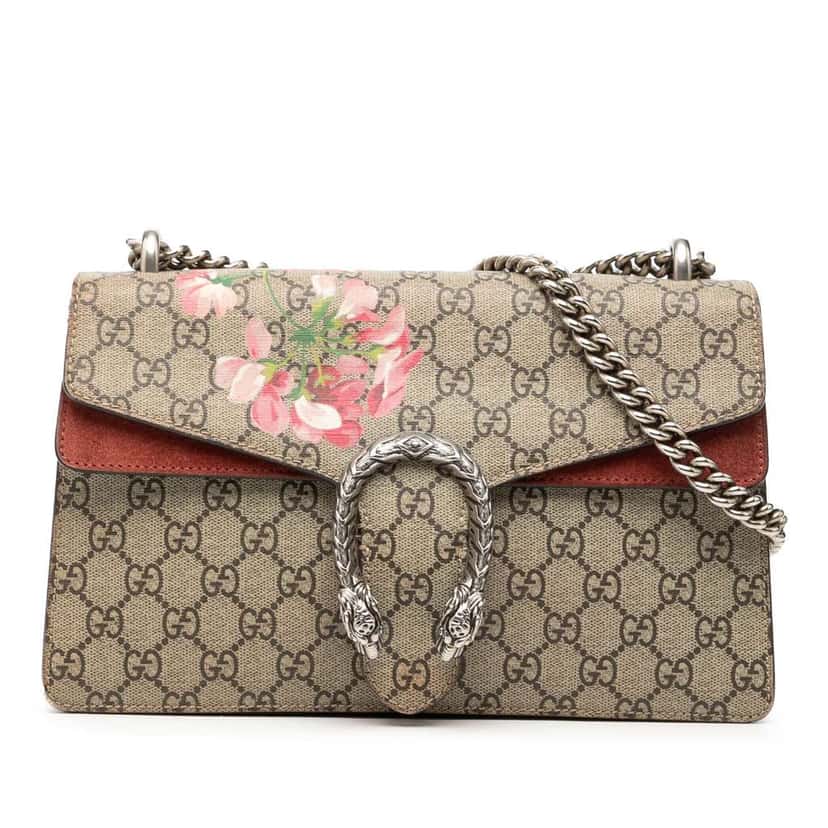 Gucci Small GG Supreme Blooms Dionysus Shoulder Bag Brown Canvas Very good condition - Front View