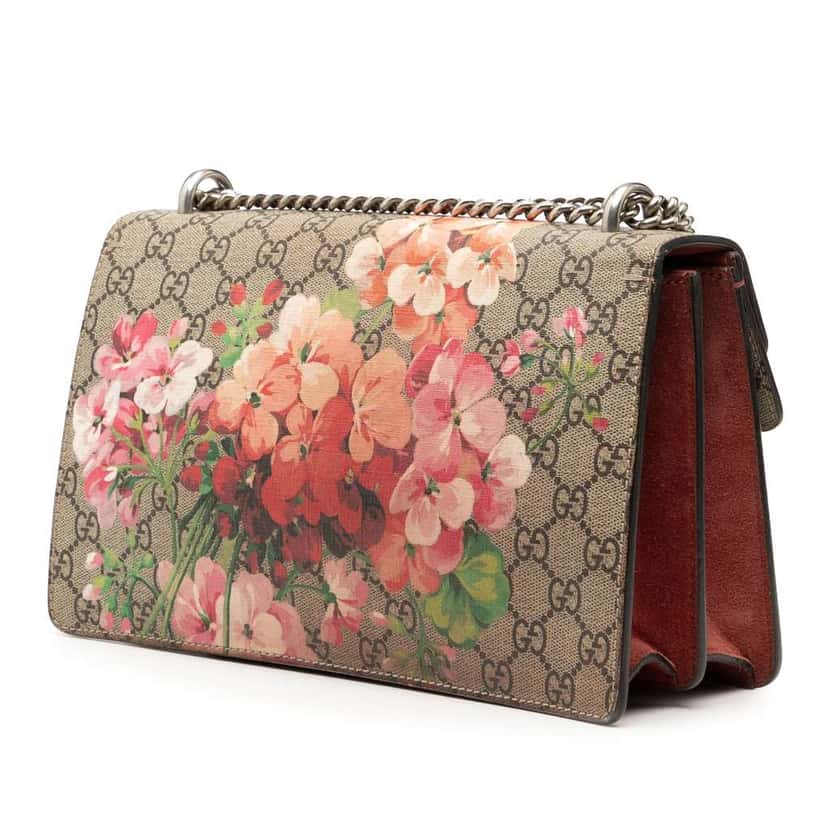 Gucci Small GG Supreme Blooms Dionysus Shoulder Bag Brown Canvas Very good condition - Back View