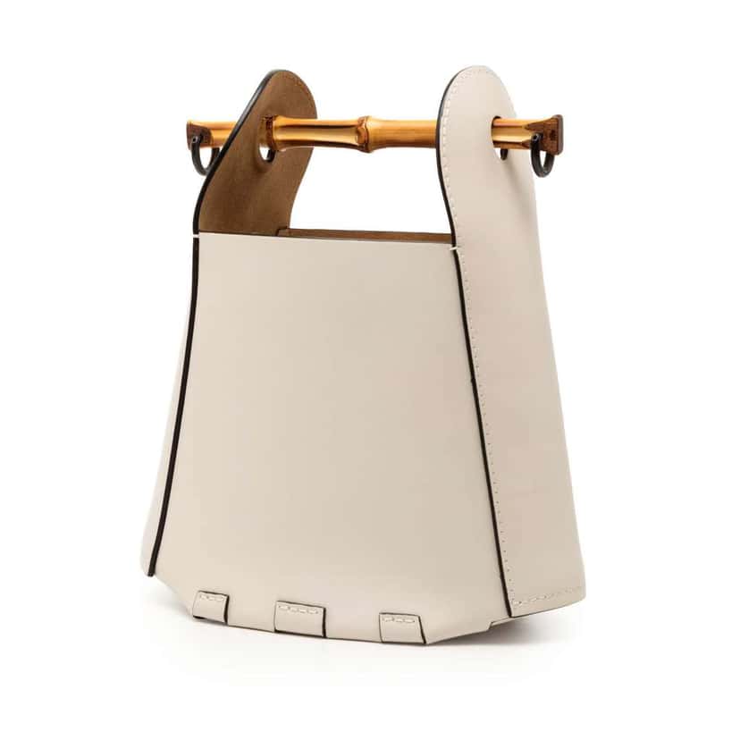 Loewe Calfskin Bamboo Bucket Bag White Leather Very good condition - Back View