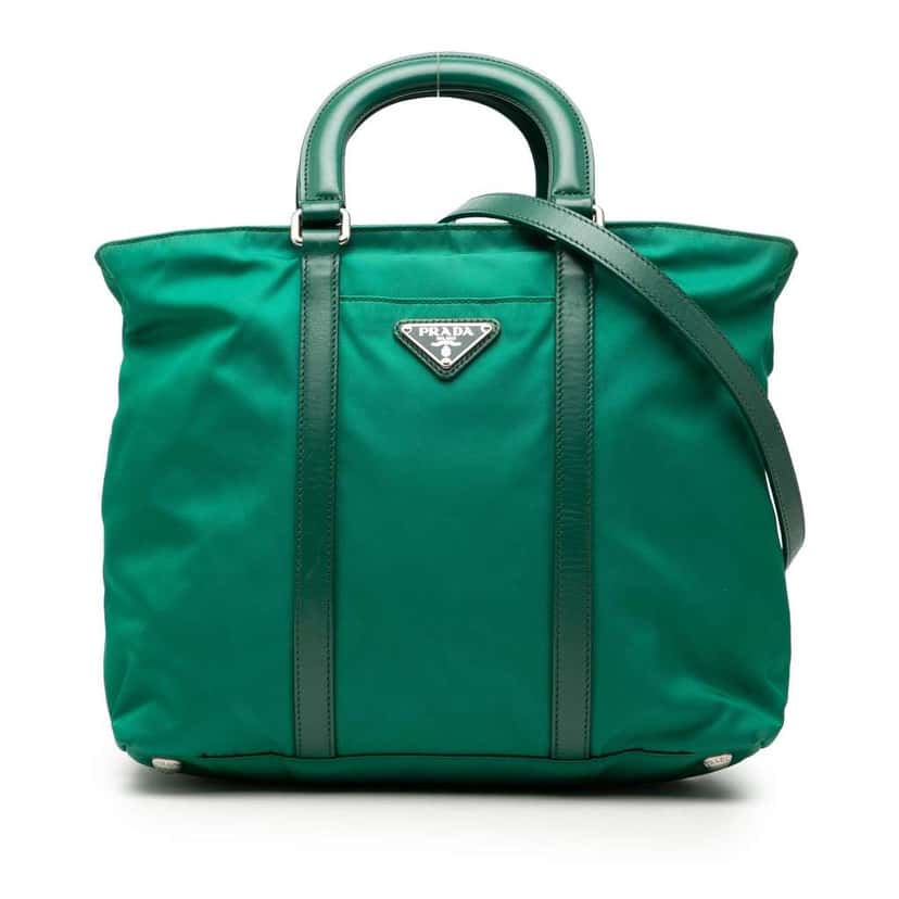 Prada Tessuto Convertible Tote Green Good condition - Front View