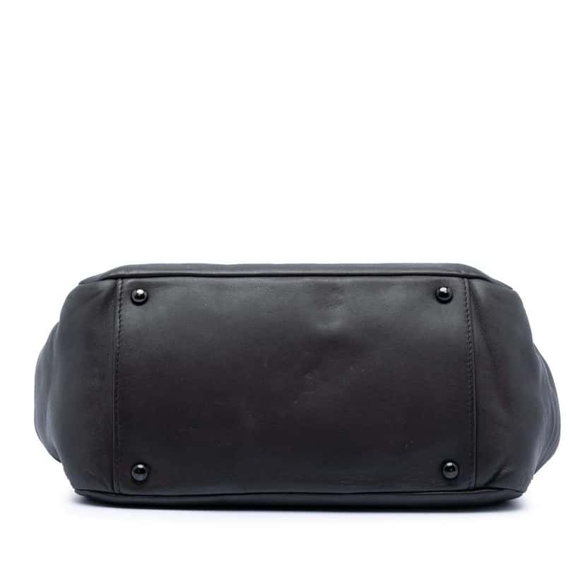 Chanel Lambskin Studded CC Accordion Flap Black Leather Very good condition - Inside View