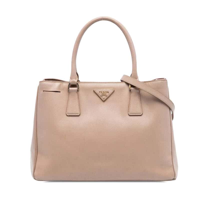 Prada Large Saffiano Lux Galleria Double Zip Satchel Brown Leather Very good condition - Front View