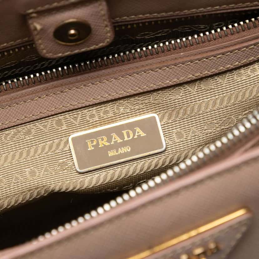 Prada Large Saffiano Lux Galleria Double Zip Satchel Brown Leather Very good condition - Box View