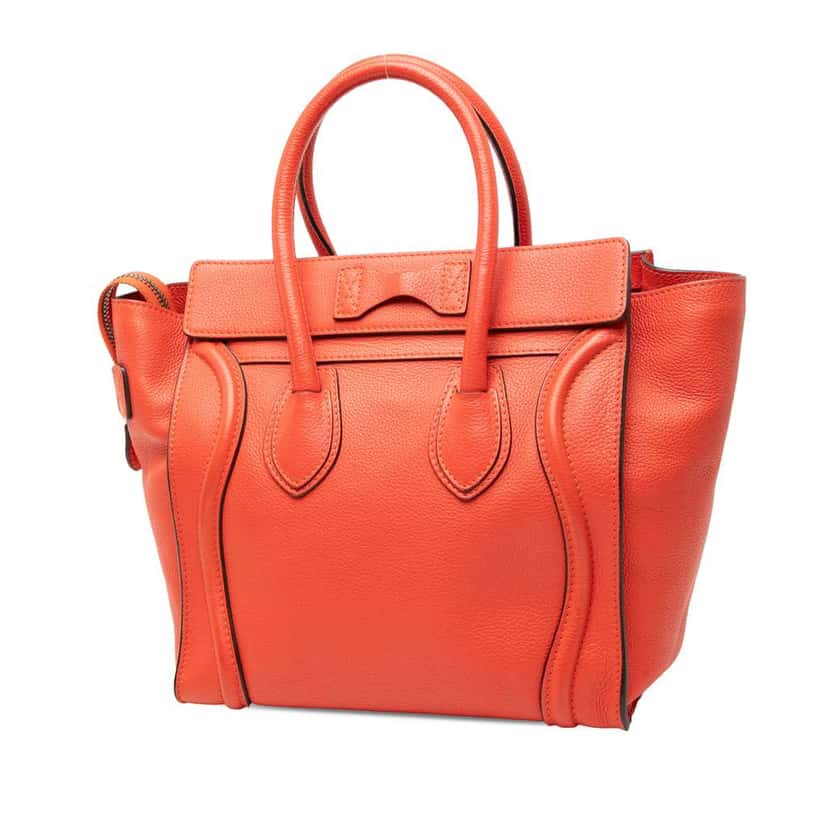 Celine Micro Leather Luggage Tote Orange Leather Very good condition - Back View
