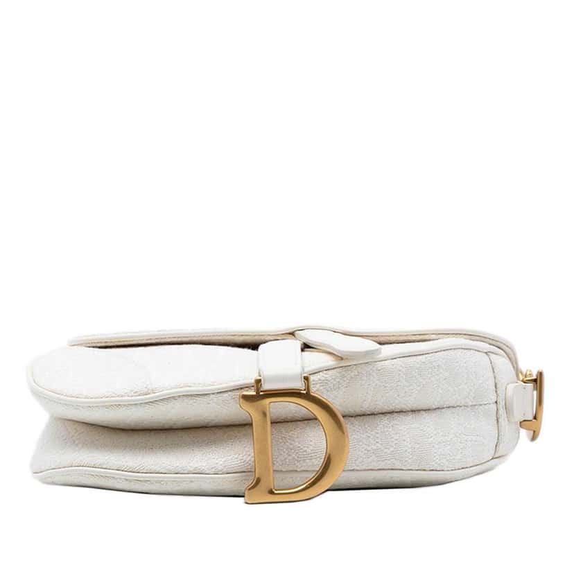 Dior Mini Oblique Canvas Saddle Bag White Canvas Very good condition - Inside View