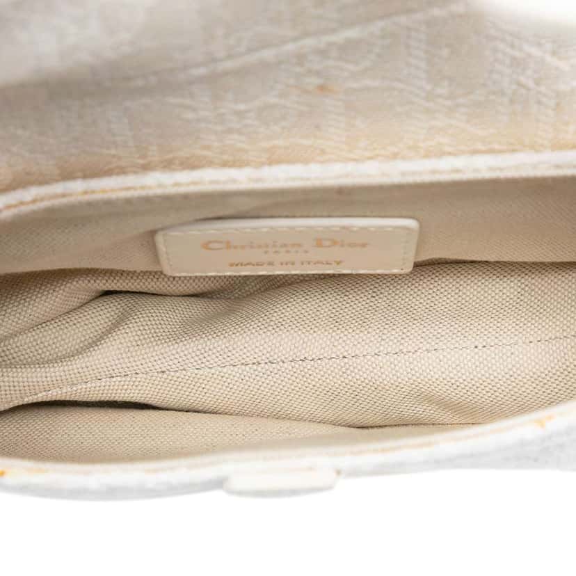 Dior Mini Oblique Canvas Saddle Bag White Canvas Very good condition - Model View