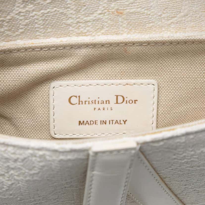 Dior Mini Oblique Canvas Saddle Bag White Canvas Very good condition - Box View