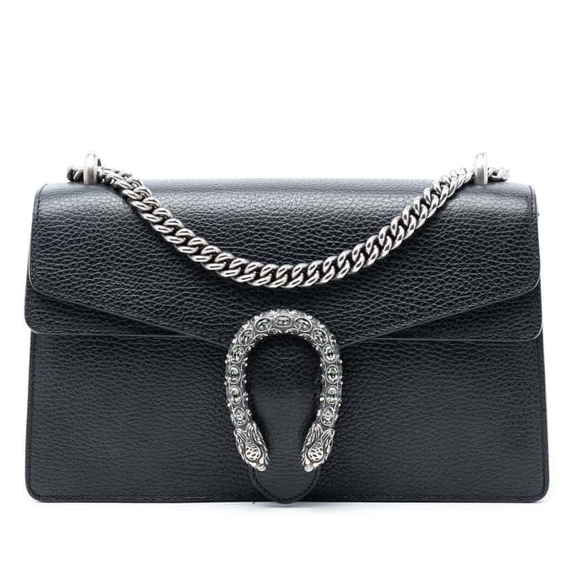 Gucci Medium Leather Dionysus Shoulder Bag Black Leather Very good condition - Front View