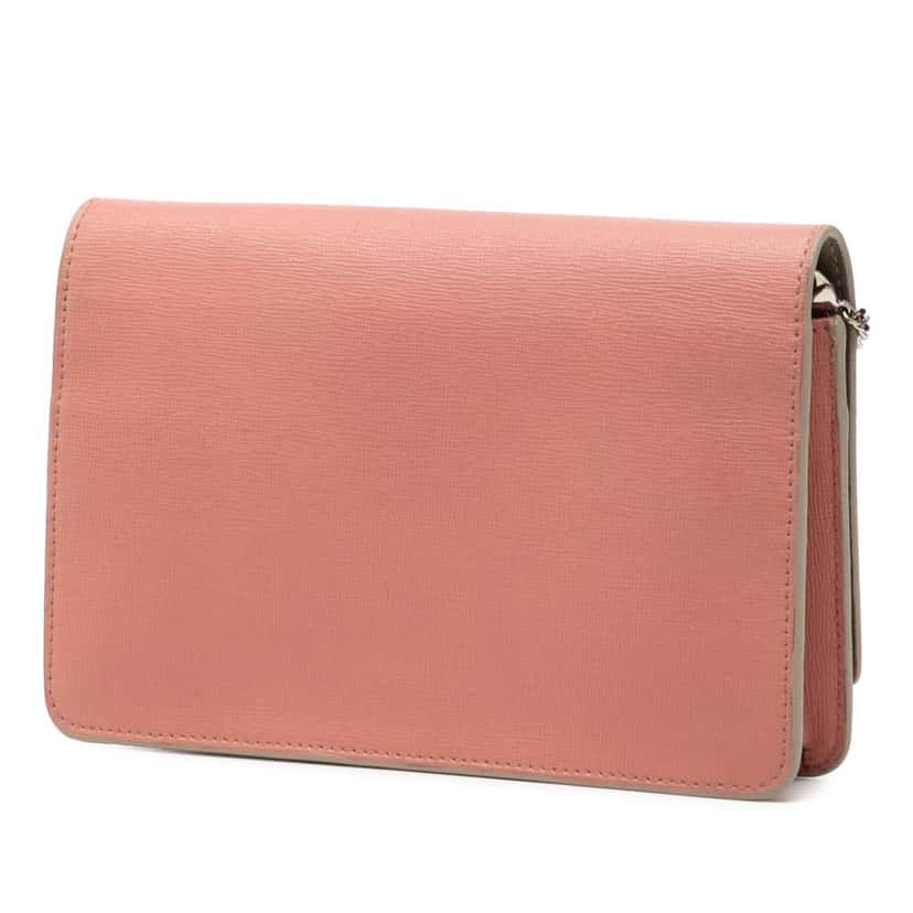 Fendi Leather Crystal Eye Monster Tube Wallet On Chain Pink Leather Very good condition - Back View