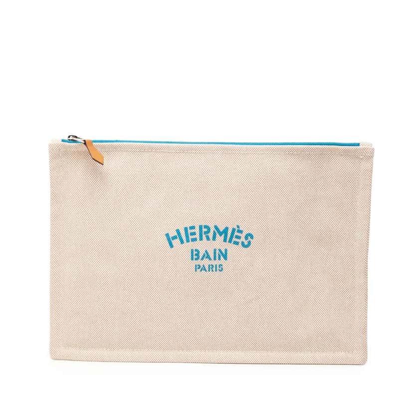 Hermès Canvas Bain Flat Yachting GM Brown Canvas Very good condition - Front View