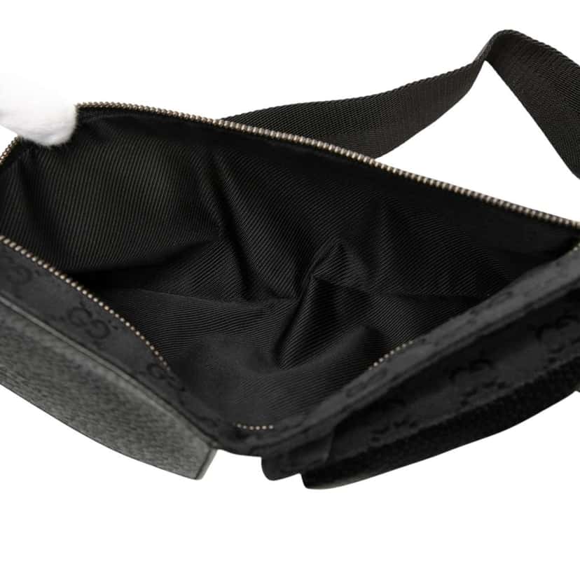 Gucci GG Canvas Double Pocket Belt Bag Black Canvas Very good condition - Model View
