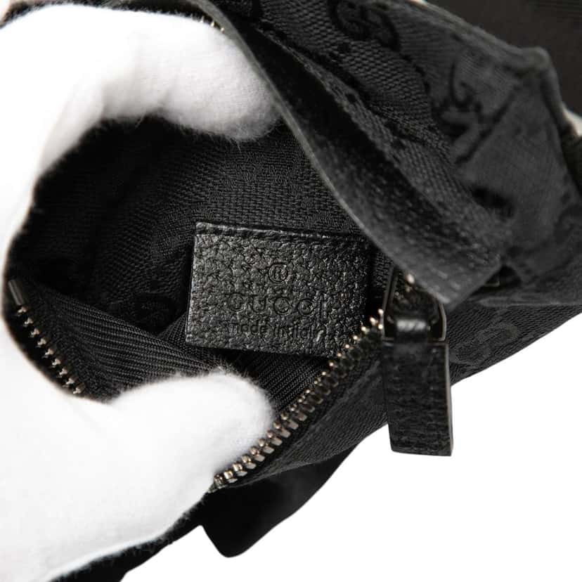 Gucci GG Canvas Double Pocket Belt Bag Black Canvas Very good condition - Box View