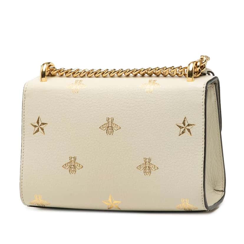 Gucci Small Leather Bee Star Padlock Crossbody White Leather Very good condition - Back View