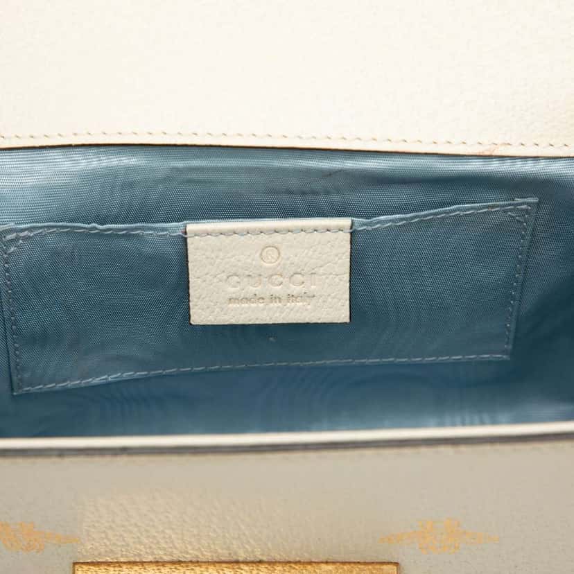 Gucci Small Leather Bee Star Padlock Crossbody White Leather Very good condition - Box View
