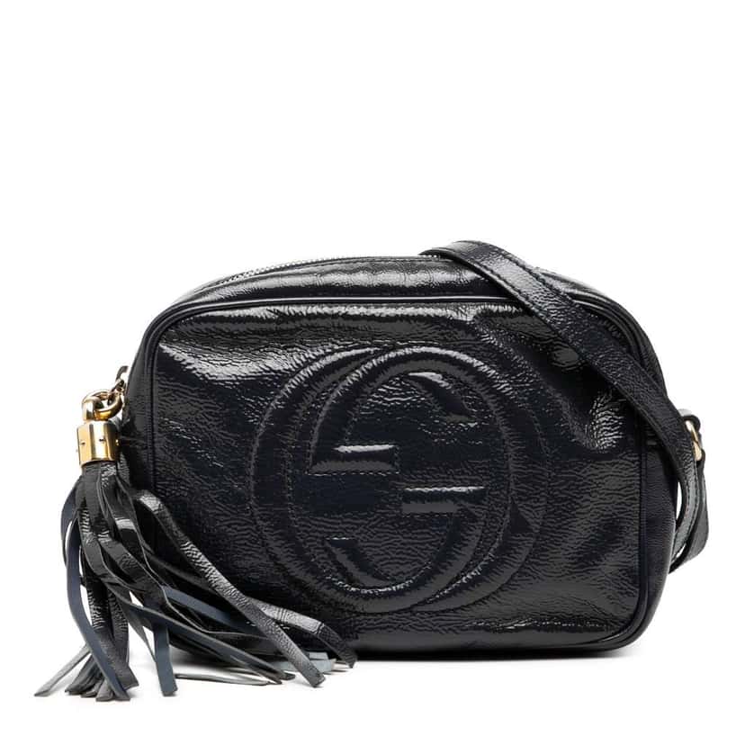 Gucci Patent Soho Disco Crossbody Blue Leather Good condition - Front View
