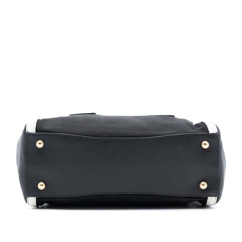 Prada Bicolor Saffiano Cuir Trimmed Canvas Satchel Black Canvas Very good condition - Inside View