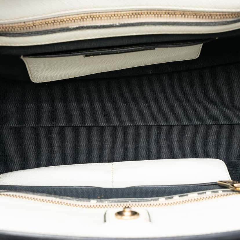 Prada Bicolor Saffiano Cuir Trimmed Canvas Satchel Black Canvas Very good condition - Model View