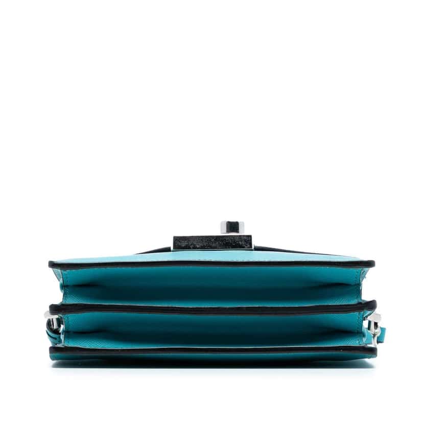 Prada Saffiano Lux Sound Lock Satchel Blue Leather Very good condition - Inside View