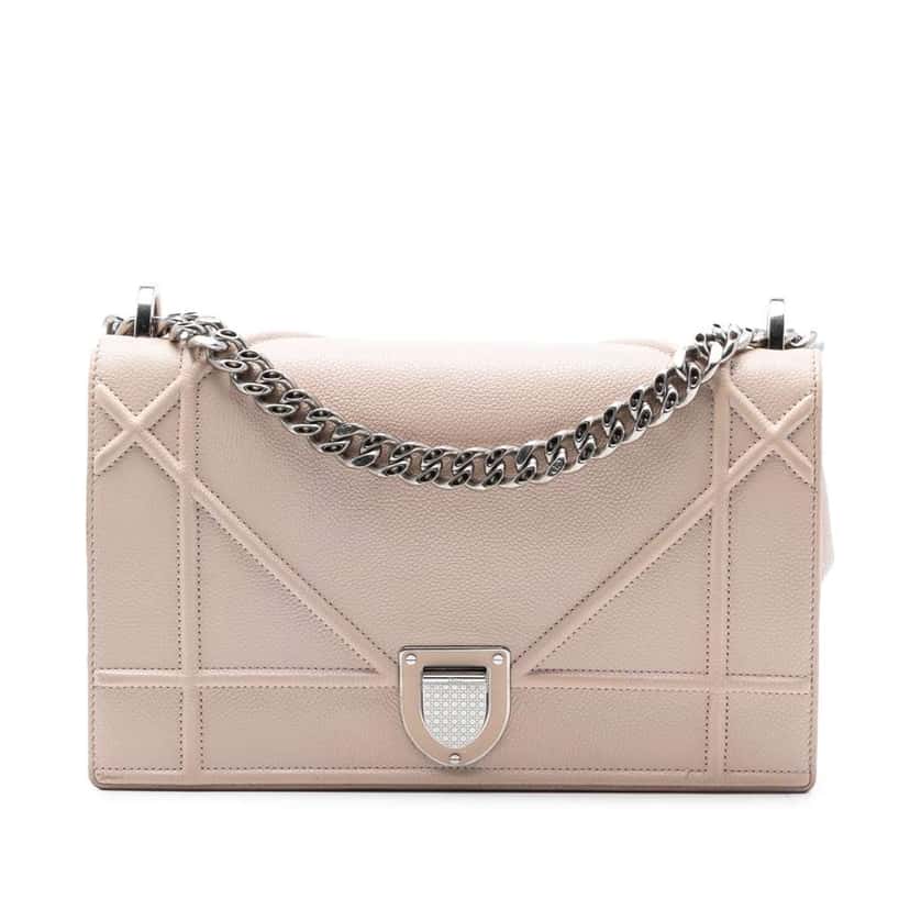 Dior Medium Grained Calfskin Diorama Flap Pink Leather Good condition - Front View