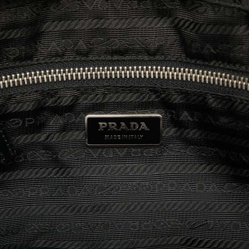 Prada Vitello Trimmed Tessuto Handbag Black Good condition - Box View