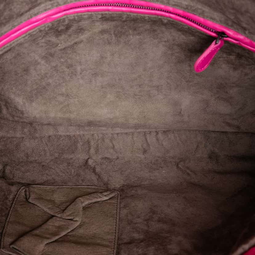 Bottega Veneta Nappa Intrecciato Fold Over Tote Pink Leather Very good condition - Model View