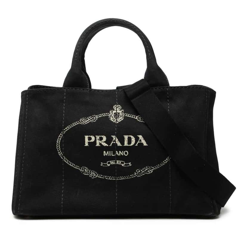 Prada Canvas Canapa Logo Satchel Black Canvas Very good condition - Front View